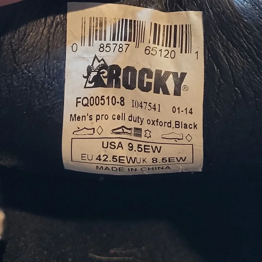 Rocky Mens Pro Cell Duty Oxford Black Patent Gloss Shoes FQ00510-8 Size 9.5 EW